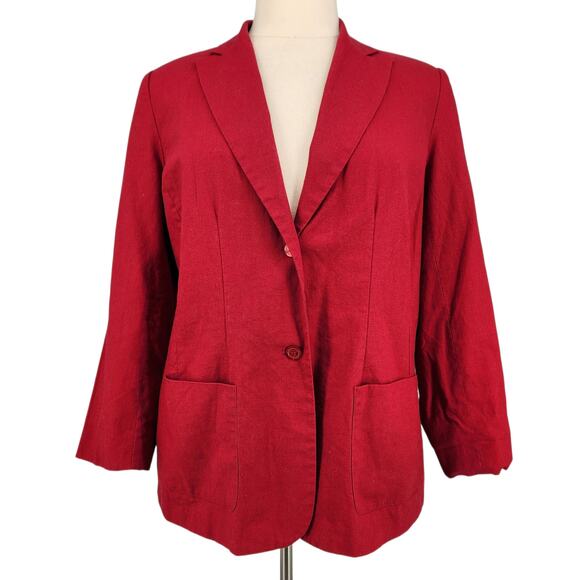 Chadwicks Linen Blend Red Button Front Blazer Size 18W Woman's Plus - Picture 1 of 5